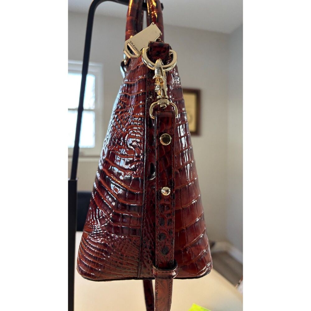 Brahmin Duxbury Croc-Embossed Satchel in Pecan Melbourne Color - Picture 4 of 6